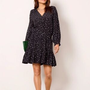 Velvet by Graham and Spencer Black Polka Dot Dress Size Medium NWT